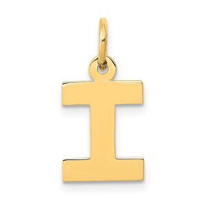 14k Yellow Gold, Amanda Collection, Small Block Initial I Pendant